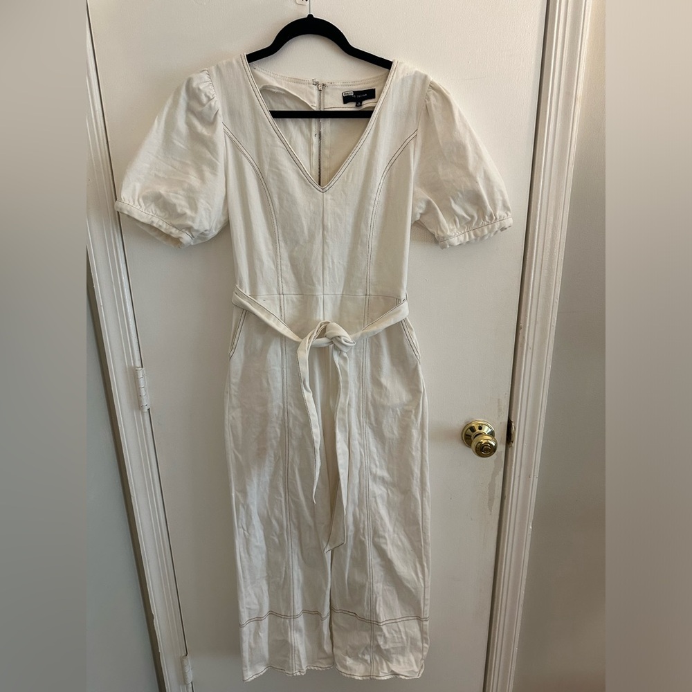 White Denim Jumpsuit - Picture 2 of 10